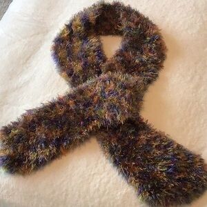 Handmade Multicolor Fuzzy Knit Eyelash Yarn Scarf